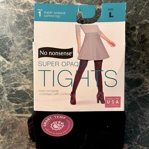 NWT~No Nonsense-Black Tights-Super Opaque-Size L ~ One Pair
